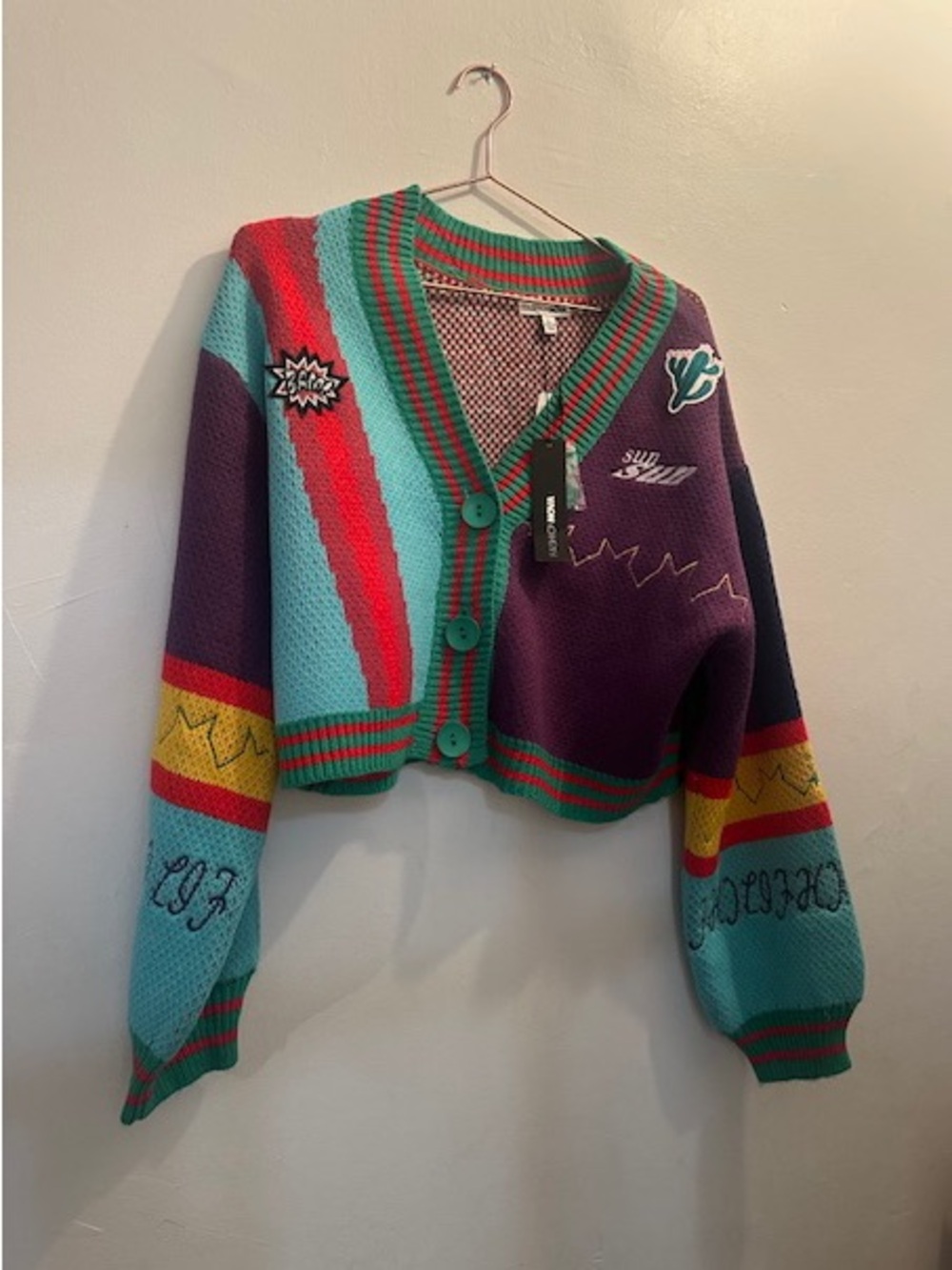 Colorblock Cropped Cardigan Sweater - Multicolor Set